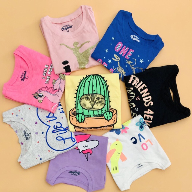 Áo thun tay ngắn bé gái Oshkosh + Carter nhiều hình