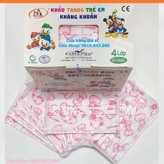 Mua 1 tặng 1 [Cho bé từ 4-12 tuổi] Hộp 50 Chiếc Khẩu Trang Trẻ Em FAMAPRO Nam Anh 4 Lớp Chính Hãng Lọc 99% Vi Khuẩn