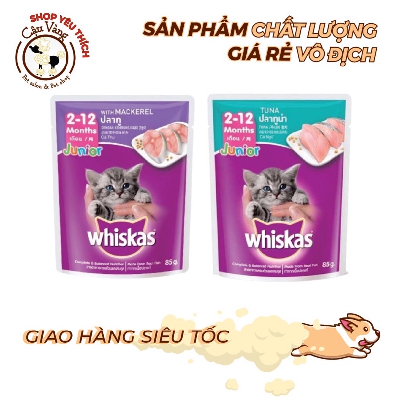 Pate whiskas cho mèo gói 85g nhiều vị