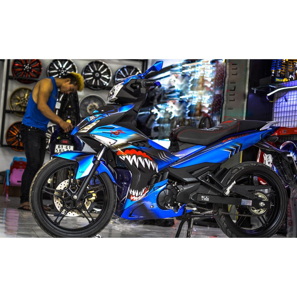 Tem trùm exciter 150 cá mập xanh dương shark, độ team xe ex dán đời 2015-2020