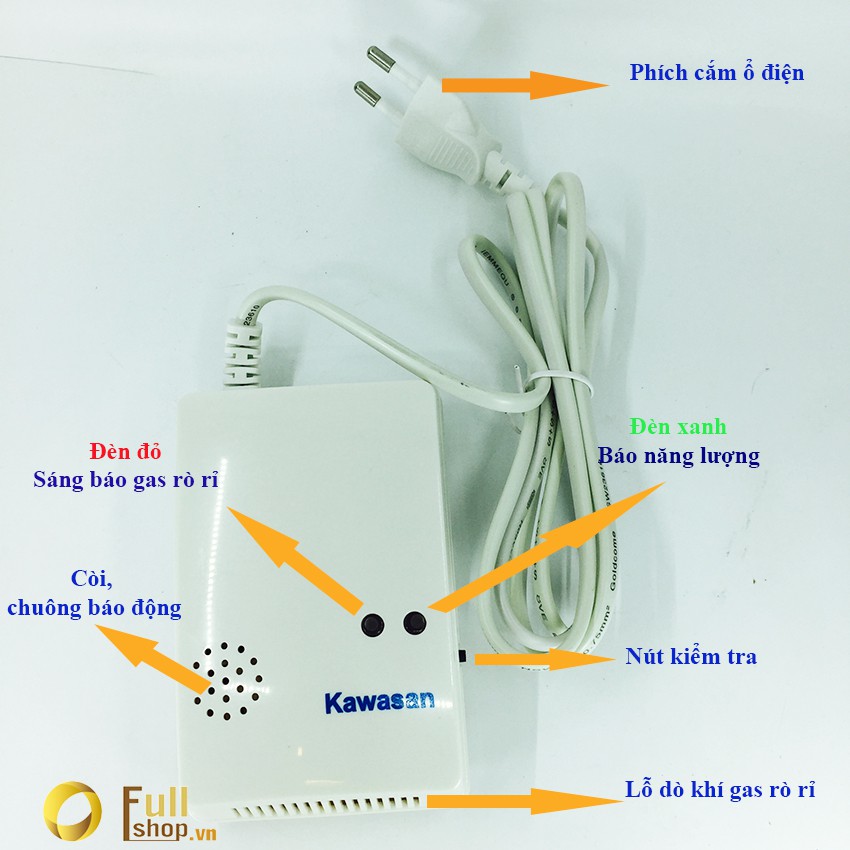 Báo động Gas xì độc lập, báo động Gas rò rỉ dạng dây cắm