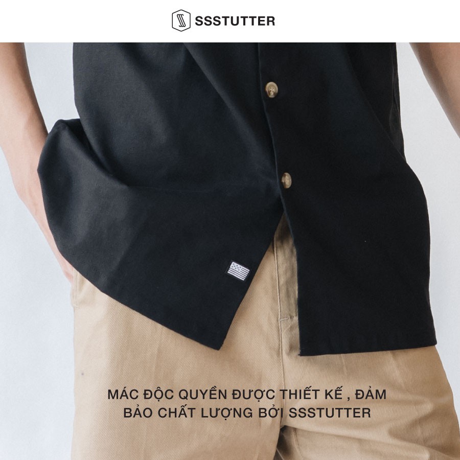 Áo sơ mi Nam ngắn tay có 2 túi ngực SSSTUTTER chi tiết khuy sừng cổ điển gọn gàng 2 màu Cub shirt | BigBuy360 - bigbuy360.vn