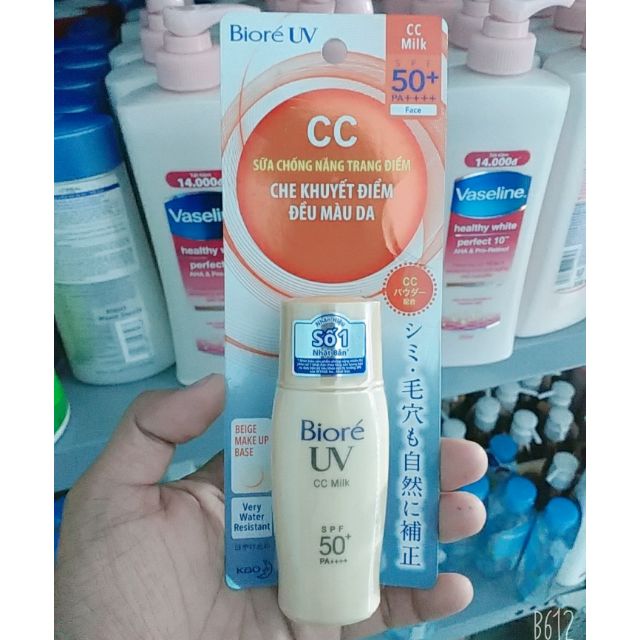 (102000đ giảm còn...)Sữa Chống Nắng Lót Nền Biore UV Color CC Milk SPF50 30ml