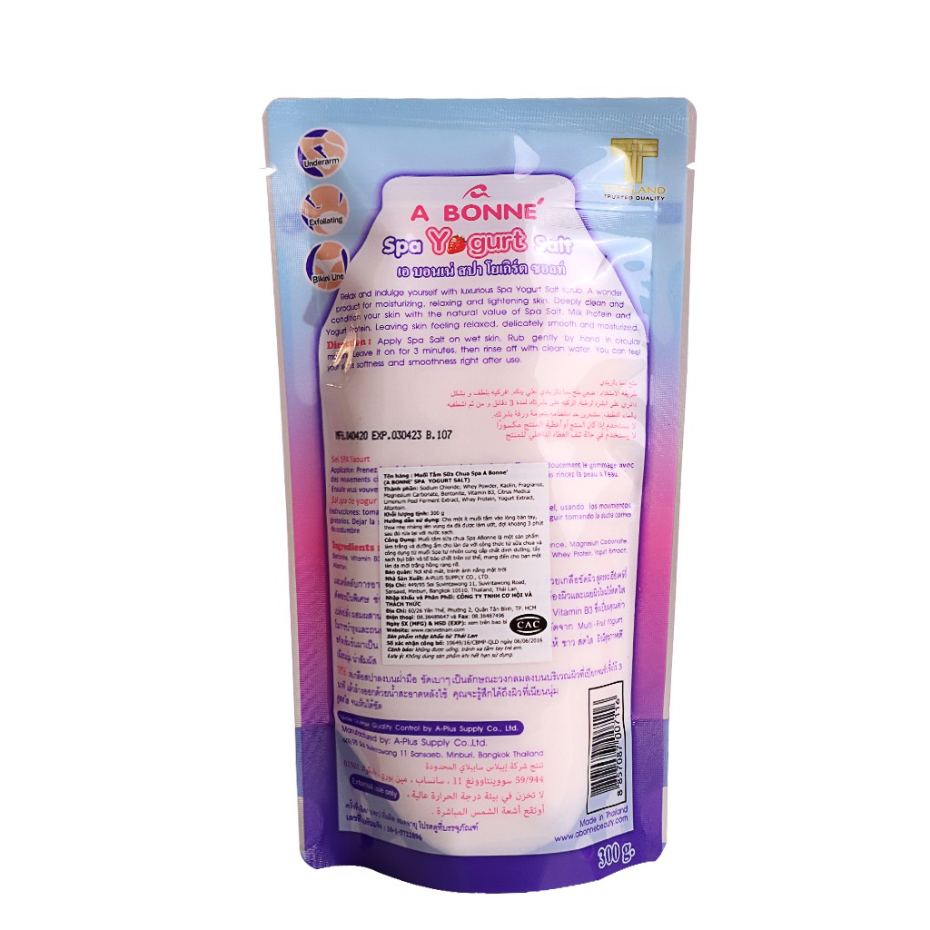 Muối tắm hạt sữa chua Spa A Bonne Thái Lan 300g - túi tím hồng - duy trì độ ẩm cho da