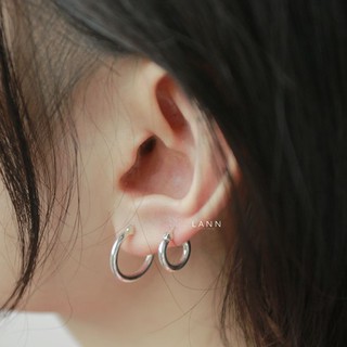 Khuyên vòng tròn bản dày 2 cỡ BẠC S925 LANN E290