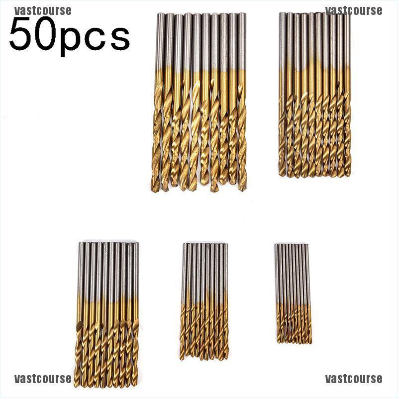 Bộ 50 Mũi Khoan Thép Gió Bọc Titan 1 / 1.5 / 2 / 2.5 / 3mm Mới