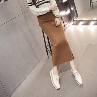 [Có sẵn] Chân váy len dáng dài xẻ tà (Video+Ảnh thật)