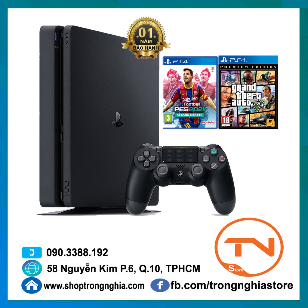 Máy PS4 Slim CUH-2218B 1TB Sony [Tặng Kèm Pes 2020+Grand Theft Auto 5]