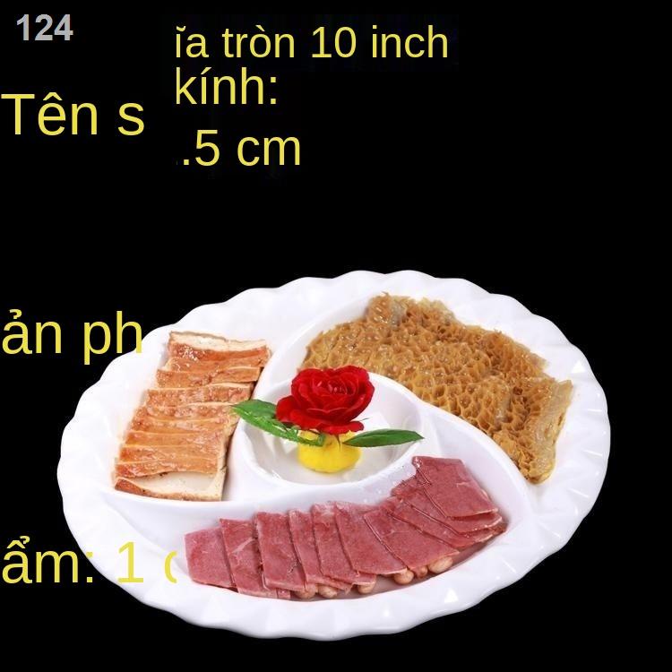 FKhách sạn gốm sứ chia lưới trái cây đĩa thức ăn nhẹ xương Trung Quốc bốn lưới năm lưới đĩa hộ gia đình tinh khiết nước