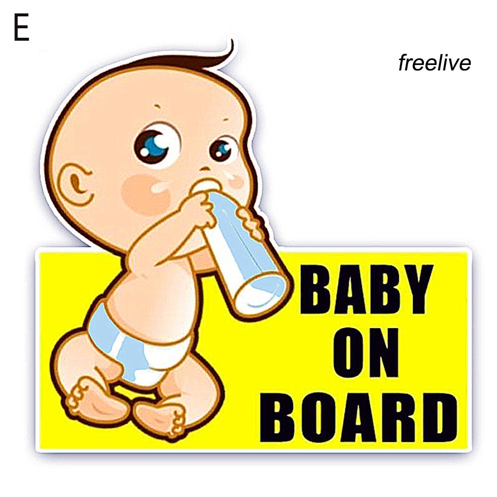 Miếng Dán Trang Trí Kính Chắn Gió Xe Hơi Kiểu Hoạt Hình Baby On Board Dễ Thương