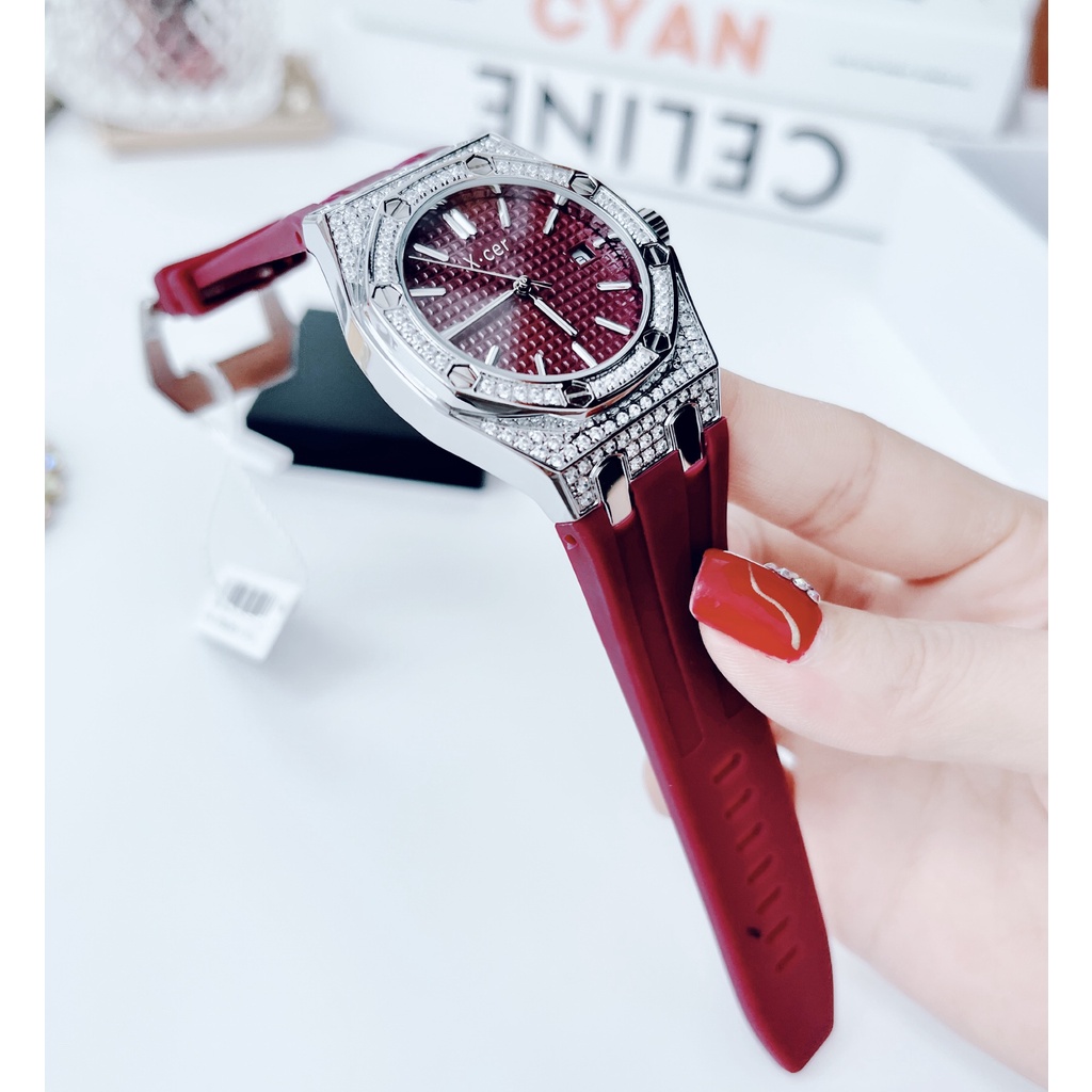 Đồng Hồ Nữ X-cer B0604 - Dây Cao Su - Vỏ Silver , Máy Quartz - Pin , Size 36mm