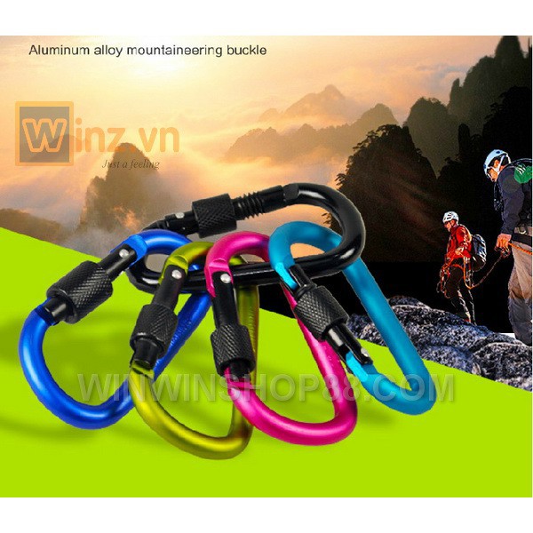 Combo 10 Móc Khóa Đa Năng Nhôm Đi Phượt 8cm, Móc Treo Đồ Du Lịch Chữ D Carabiner