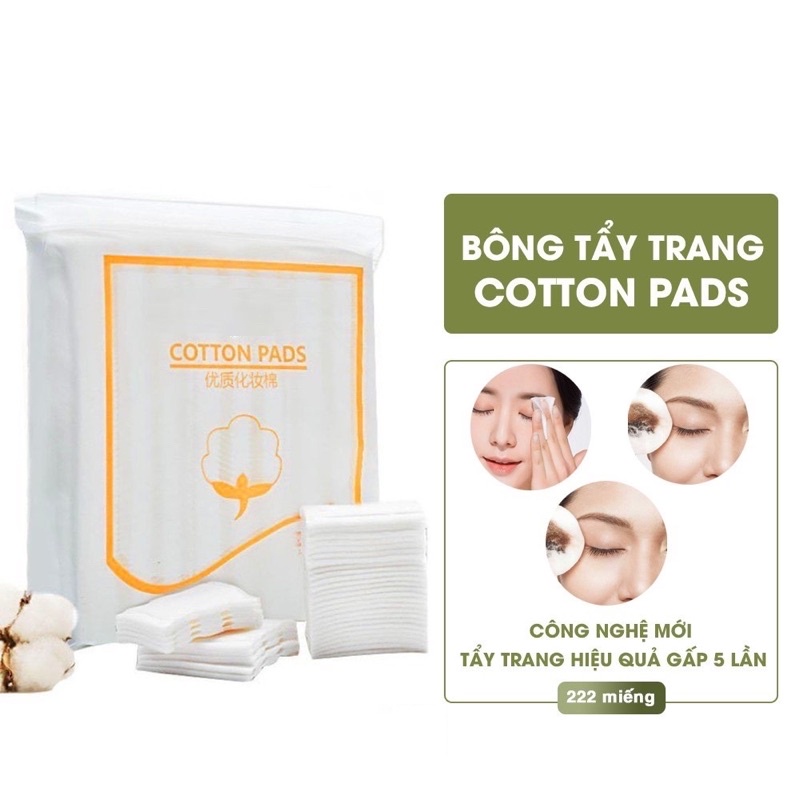 Bông Tẩy Trang Cotton Pads 222 miếng chuẩn 3 lớp logo con mèo