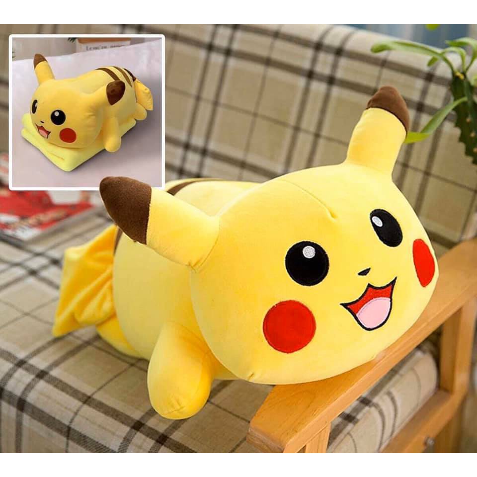 Gấu bông có mền , gấu mền 3 in  1 đủ hình tiên cá , pikachu, thỏ, heo unicorn....