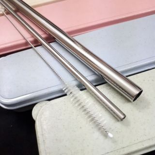 (Ảnh thật, HCM) Hộp 2 ống hút (trân châu + thẳng) + 1 cọ rửa