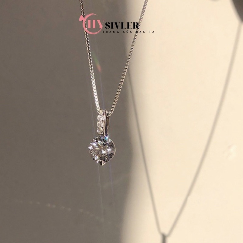 Dây chuyền bạc s925 dây mì mặt đá siêu sáng đơn giản nữ tính dây chuyền nữ bạc thật giá rẻ