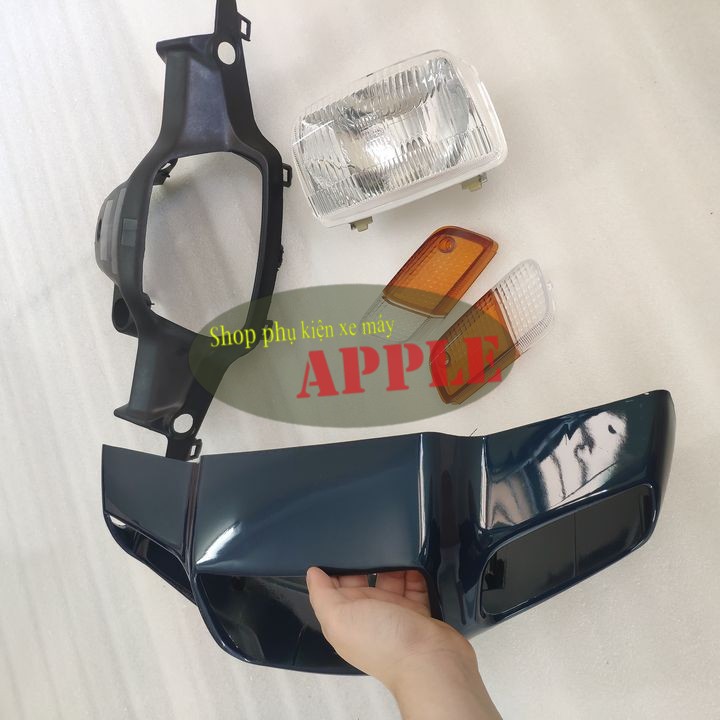 Bộ ốp đầu xe Dream 3  Ốp đầu đèn pha xe Dream lùn gồm ốp, gáy, chóa đèn và 1 đôi nắp xi nhan trước
