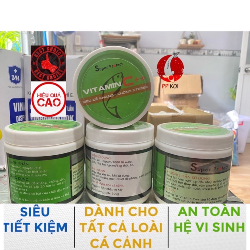 Vitamin C++ Super Protect chuyên dùng cho cá Koi, cá Vàng, cá Rồng và cá cảnh