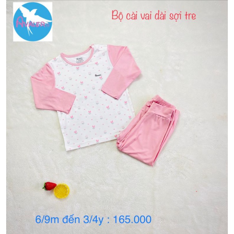 Avaler - (6 mẫu P4)Bộ dài tay cài vai sợi tre Avaler cho bé 6-18kg