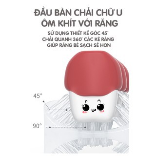 TẶNG KÈM CỐC VÀ KEM ĐÁNH RĂNGBàn chải đánh răng điện chữ U cho trẻ em, Máy đánh răng tự động tạo thói quen cho bé