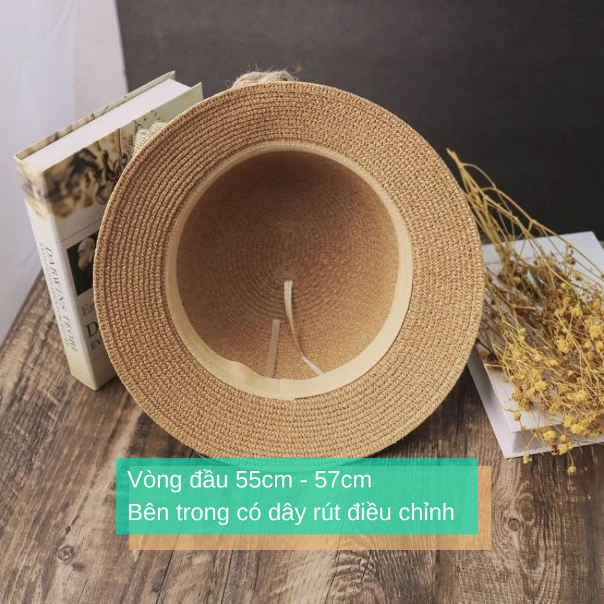 Mũ Bucket cói kết nơ vải duyên dáng