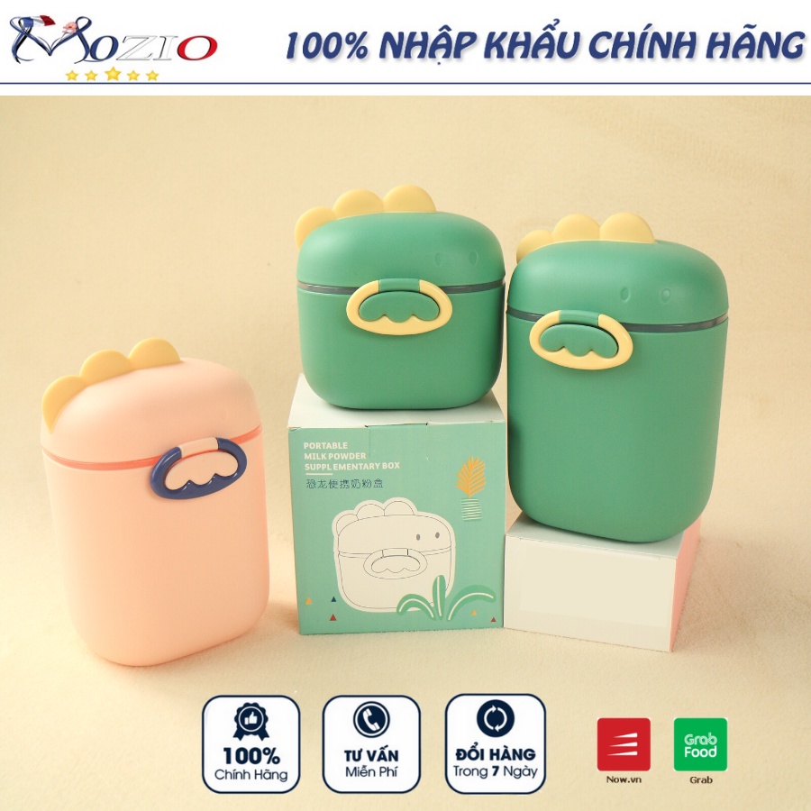 Hộp đựng sữa bột, đồ ăn dặm mini khủng long cho bé | Hộp trữ sữa bột có chia ngăn an toàn, tiện lợi