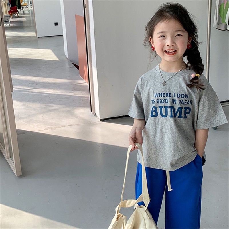 Áo Thun Tay Ngắn Cổ Tròn Phong Cách Hàn Quốc Thời Trang Cho Bé Gái