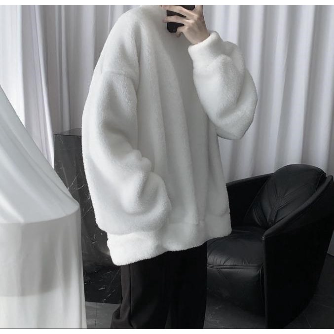 Áo sweater cổ tròn dáng rộng phong cách Hàn Quốc độc đáo cho cặp đôi