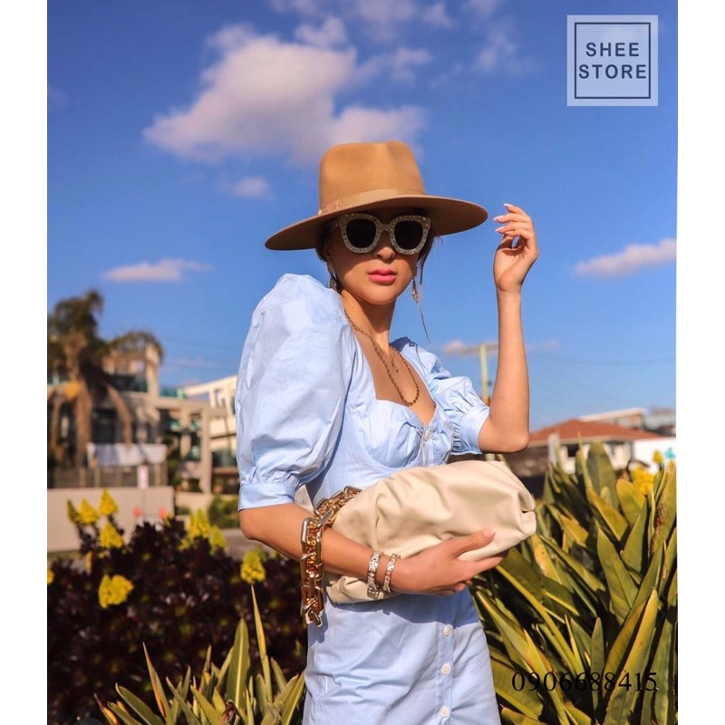 Túi Veneta nhúm quai xích kẹp nách Ngọc Trinh siêu đẹp