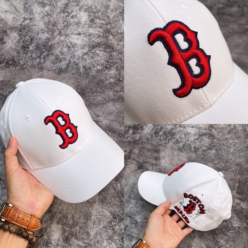 | Ảnh Thật | Mũ Bos.ton Logo Thêu Đỏ