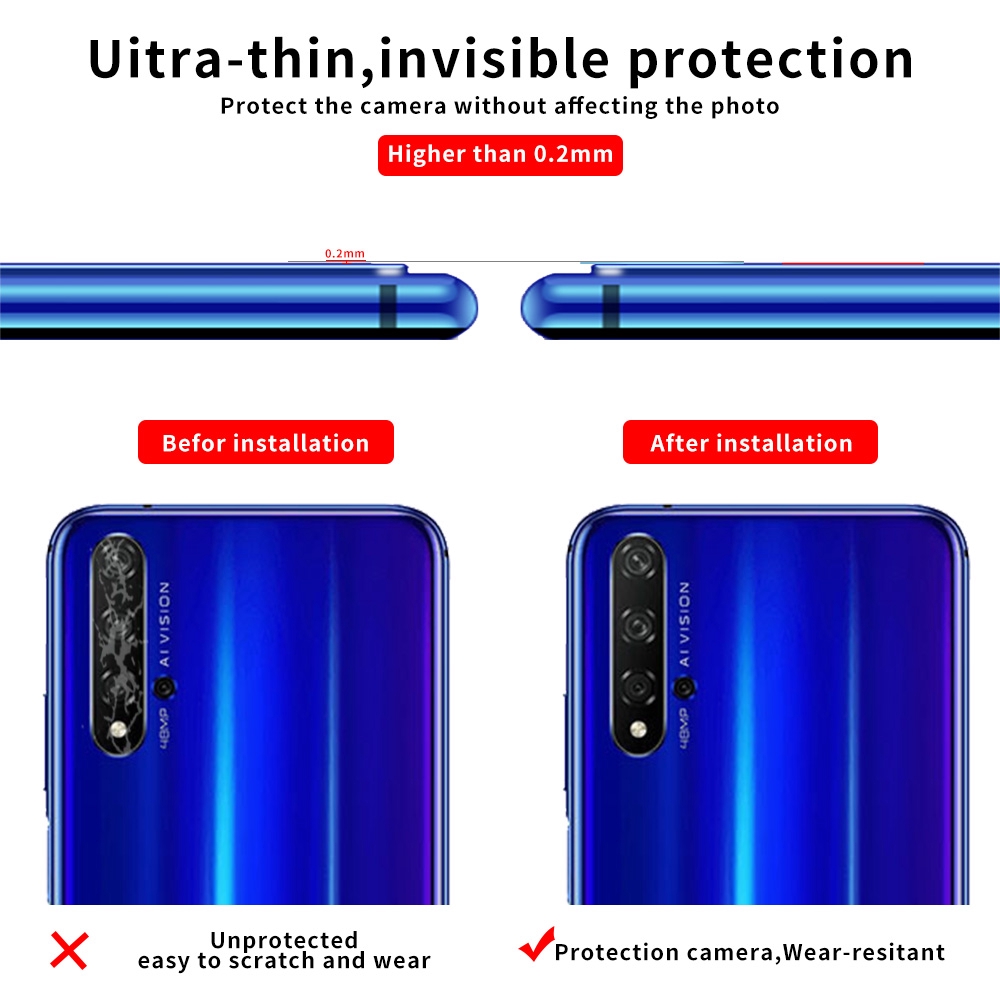 Miếng dán kính 9D bảo vệ màn hình lens máy ảnh cho điện thoại Huawei Honor 20 10 9 Lite Mate Y9 Y6 Prime 2019