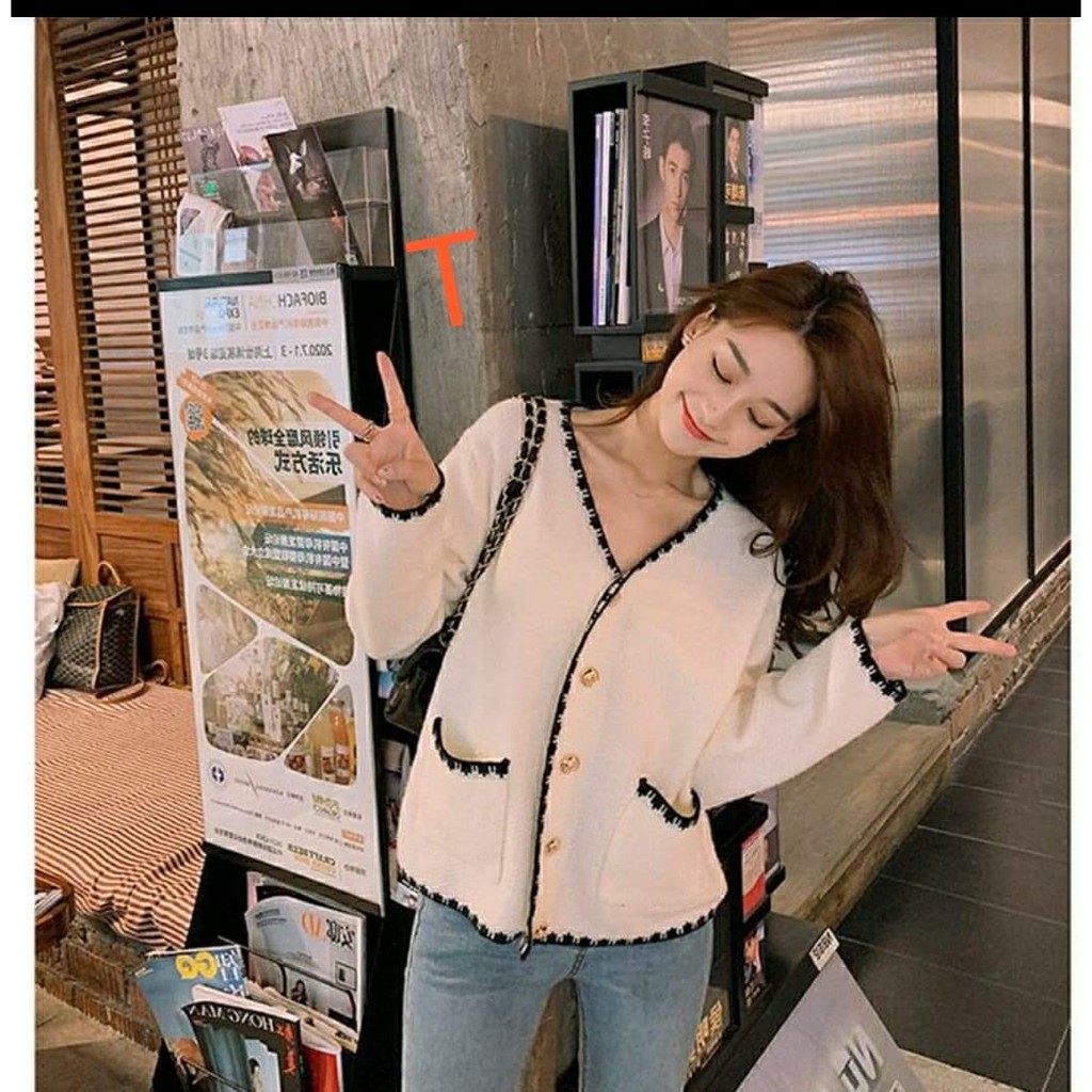[ Mã FAMAYWA2 giảm 10K đơn 50K] Áo cadigan len viền DTR1120