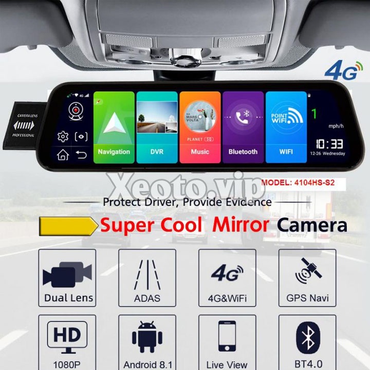 Camera hành trình gương ô tô thương hiệu cao cấp Phisung Z55, 4G, Wifi, 10 inch | BigBuy360 - bigbuy360.vn
