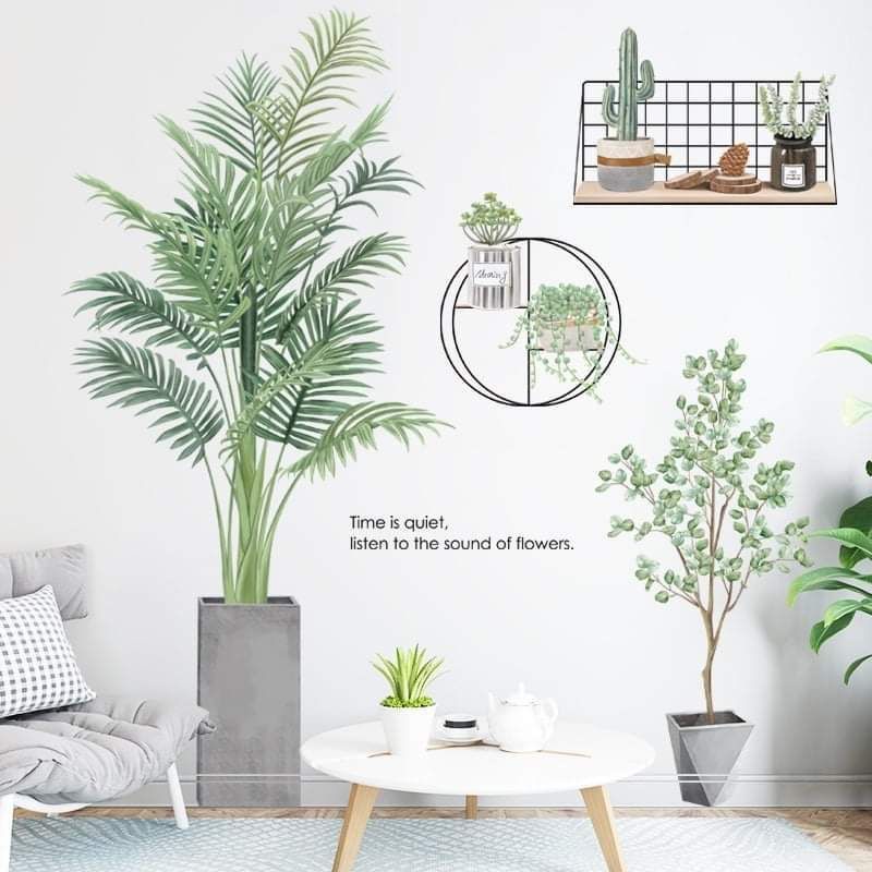 Decal dán tường chậu cây cảnh trang trí phòng khách