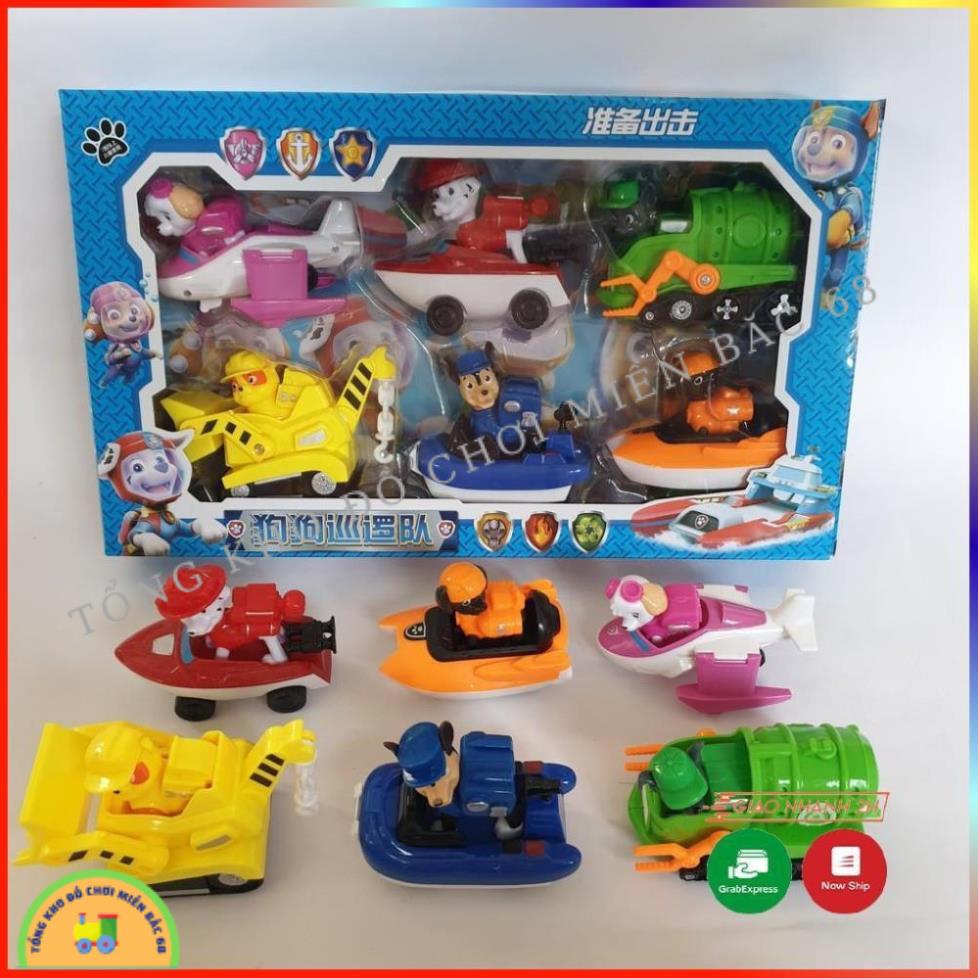 Chó cứu hộ đồ chơi Paw Patrol cho các bé mô hình 6 con có thể tháo rời chó ra khỏi xe TKMB68