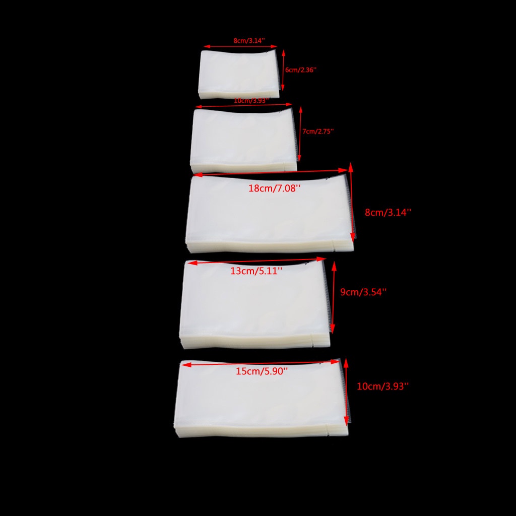 Set 100 túi hút chân không đựng thực phẩm 5 kích cỡ