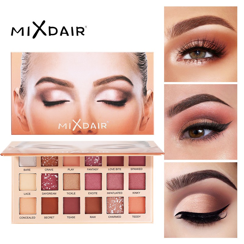 Bảng phấn mắt 18 màu MIXDAIR với màu lì và màu nhũ trang điểm lâu trôi chống thấm nước 28.8g | BigBuy360 - bigbuy360.vn