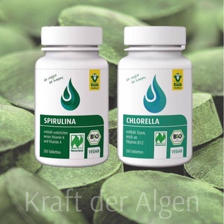 Viên tảo lục Chlorella và tảo xoắn Spirulina hữu cơ Raab