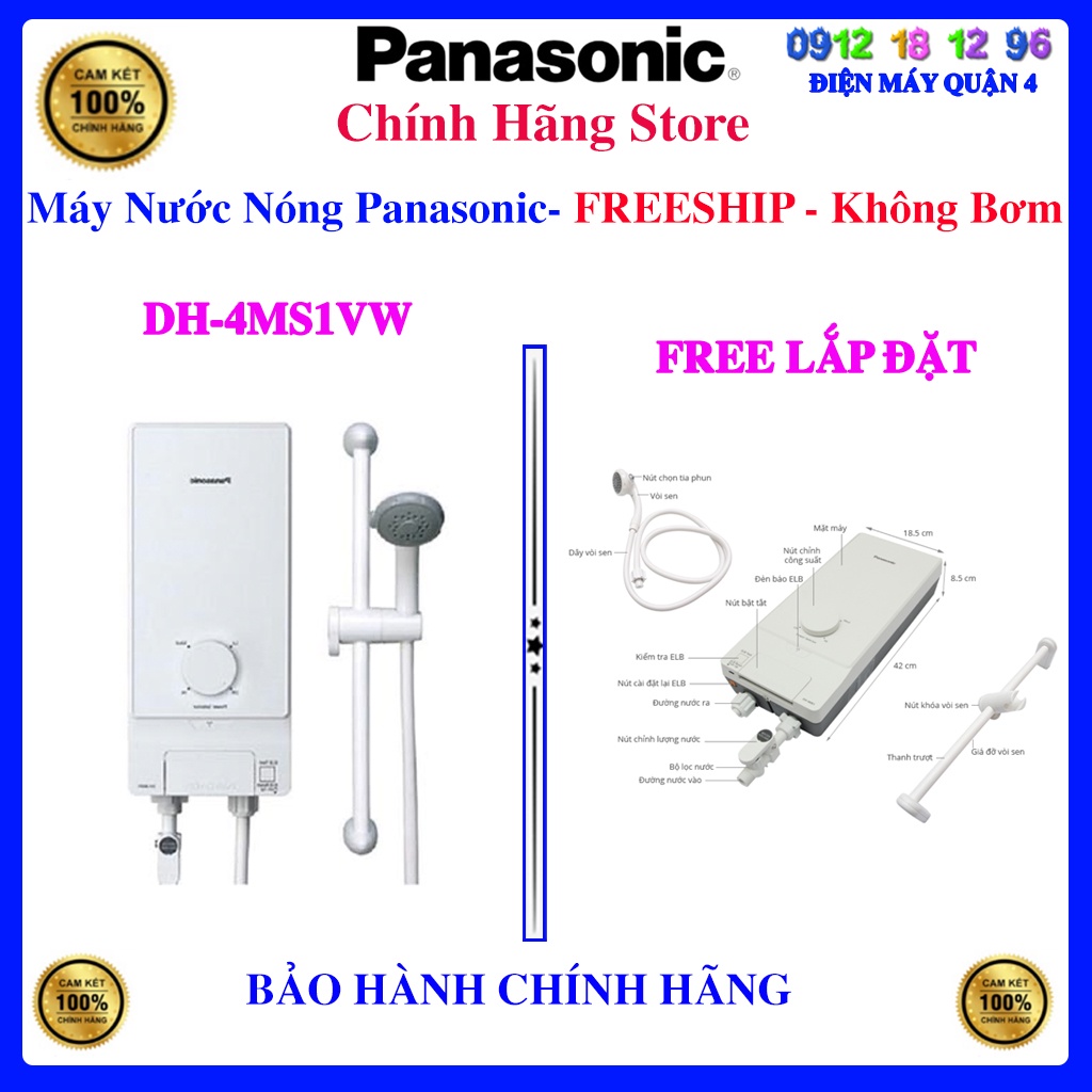 [Panasonic DH-4MS1] Máy nước nóng Panasonic DH-4MS1VW ( Không Bơm) - Hàng chính hãng