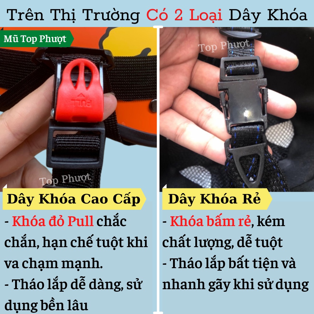 Mũ bảo hiểm nửa đầu 1/2 tem Gấu Nâu - Hàng cao cấp, đạt chuẩn kiểm định - Lót và quai chắc chắn