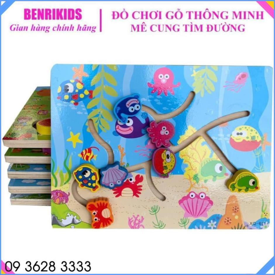 [FreeShip] Đồ Chơi Gỗ Cẩm Nhi Baby  Bảng Mê Cung Động Vật Dưới Nước Cho Bé Giải Mã Tư Duy