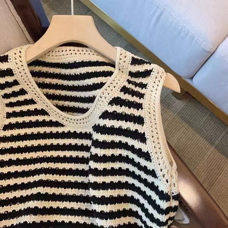 Áo Hai Dây Dệt Kim Kẻ Sọc Thời Trang Mùa Hè Hàn Quốc