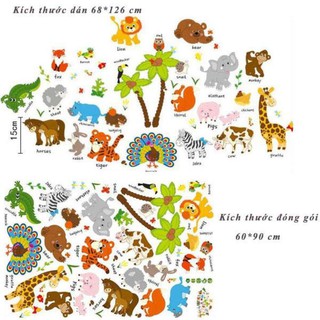 Sticker dán tường - Thú tiếng Anh 3