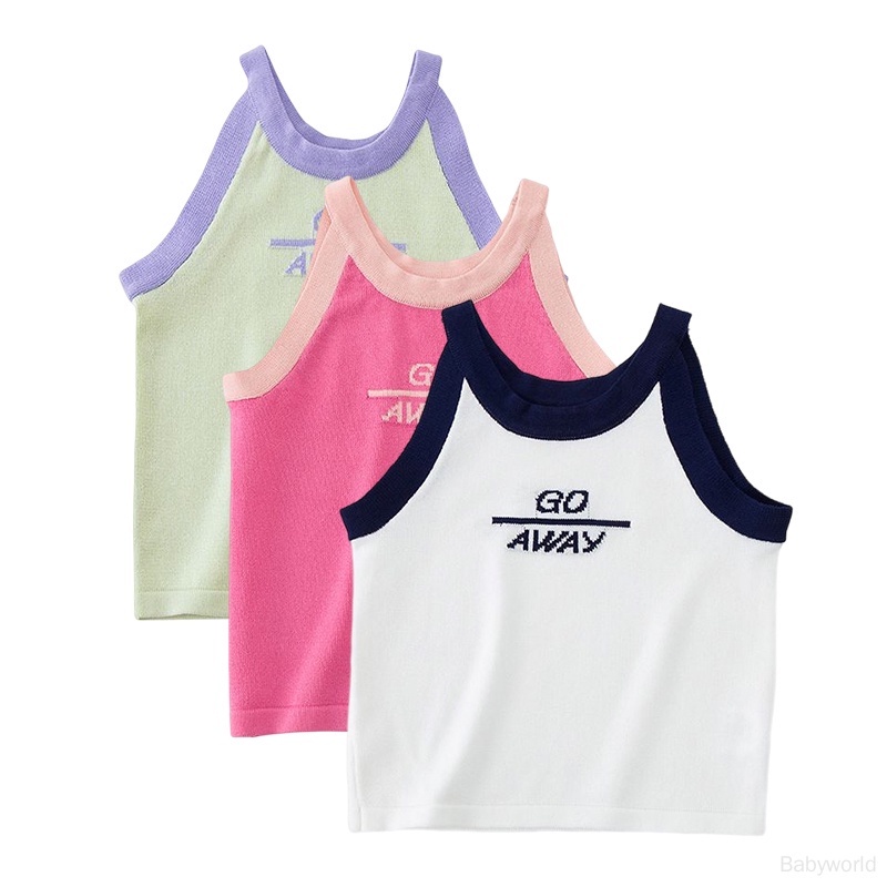 Áo Hai Dây Dệt Kim In Chữ Cái Thời Trang Mùa Hè Cho Bé Gái