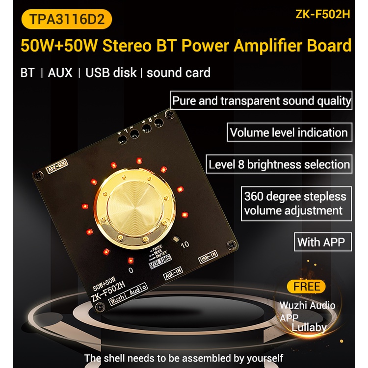 Mô Đun Khuếch Đại Âm Thanh Bluetooth ZK-F502H TPA3116D2 50W+50W