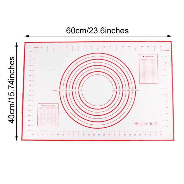 Thảm nhào bột bằng silicone chống dính, chống trượt - Tấm lót silicone nhào bột cao cấp (60x40cm)