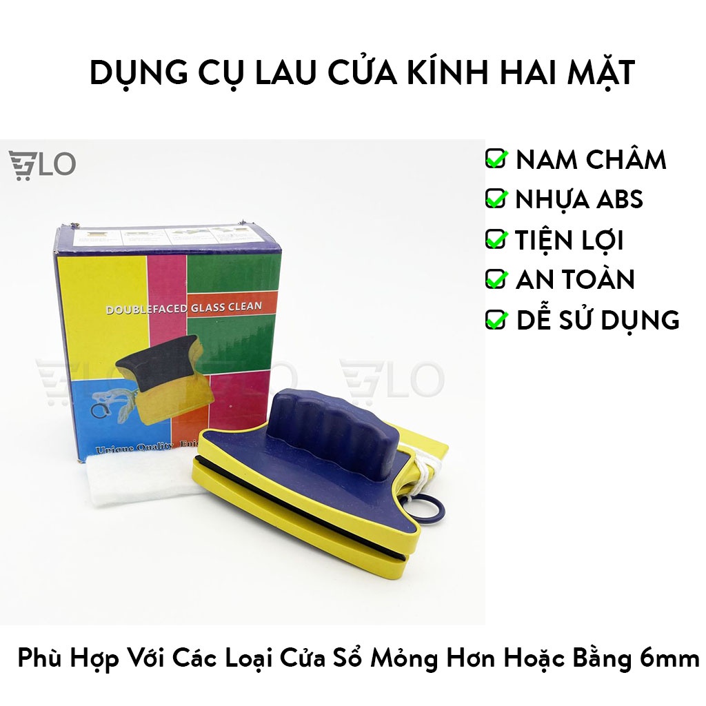 Dụng Cụ Lau Cửa Kính Hai Mặt Nam Châm Double Sided Tiện Lợi