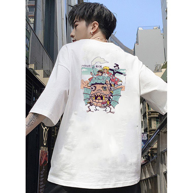 Áo thun unisex form rộng họa tiết hoạt hình phong cách Nhật Bản vải dày mịn 2020T2437