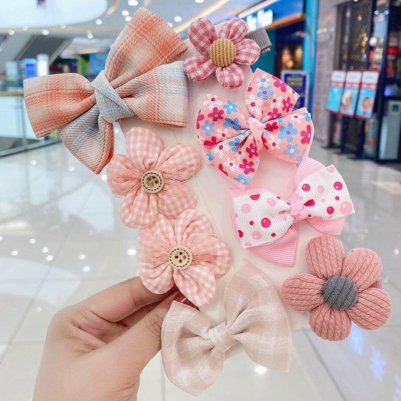 Set 8 Kẹp Tóc Nơ Xinh Xắn Cho Bé Gái