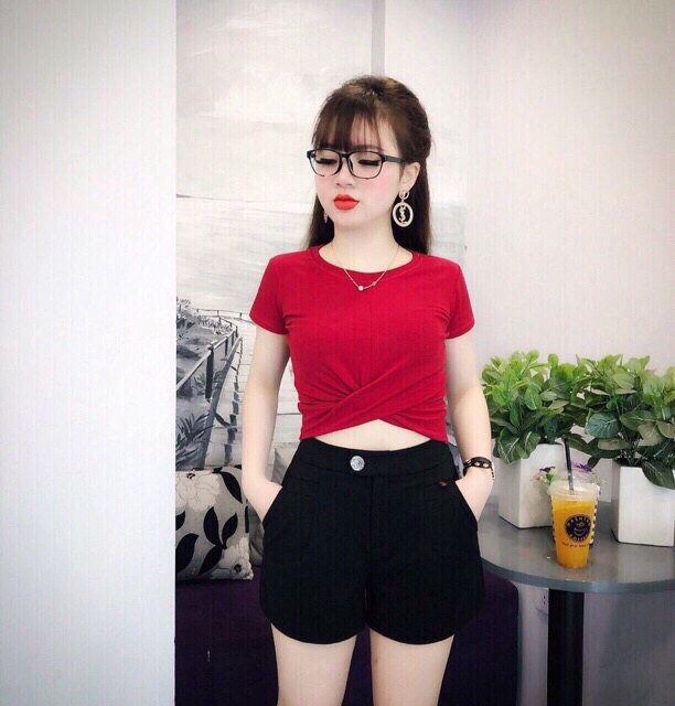 [ Mã WASTAPR giảm 10K đơn 50K] [ RẺ VÔ ĐỊCH Áo thun croptop xoắn eo ngắn tay nhiều màu - CAROTSHOP | WebRaoVat - webraovat.net.vn